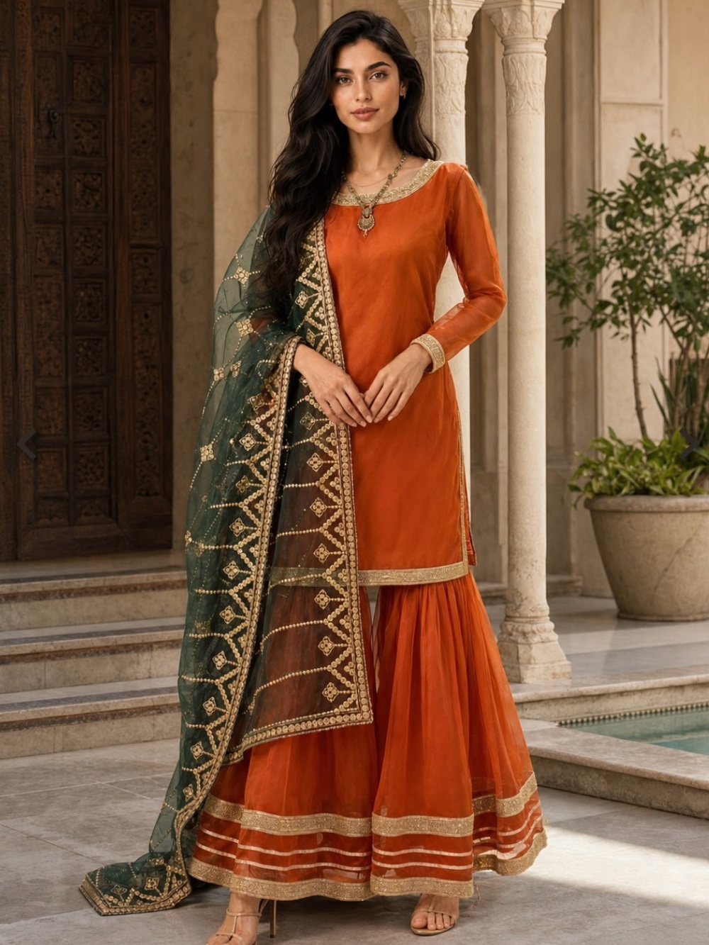 Orange Gharara Suit